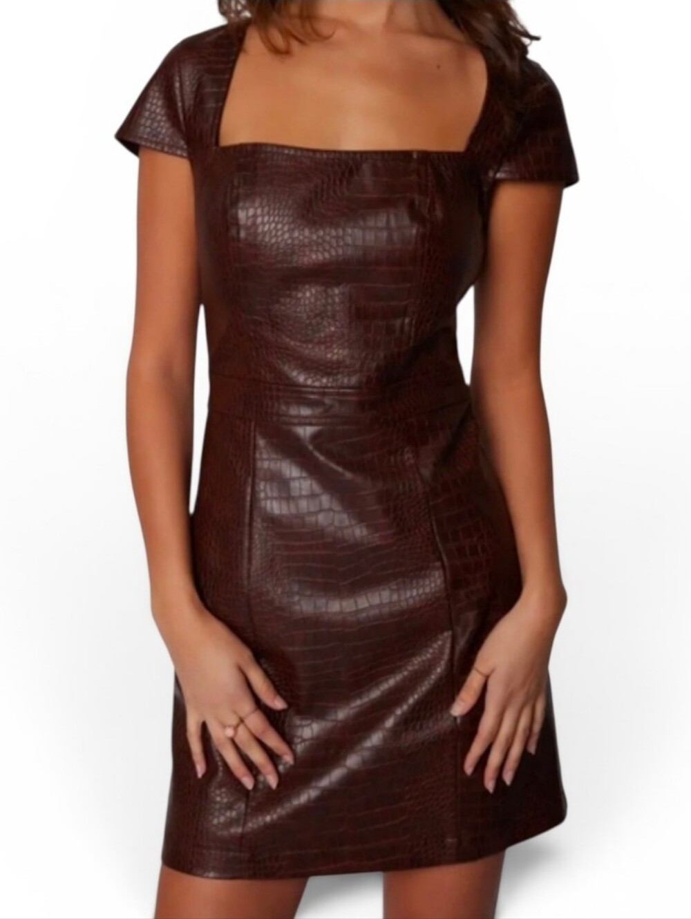 NWOT LOST + WANDER X ANTHROPOLOGIE Croc Embossed Idalia Mini Dress - Small